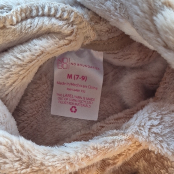 Plush Beige Hoodie With Etched Mushrooms Junior Size (7-9) - Picture 2 of 5